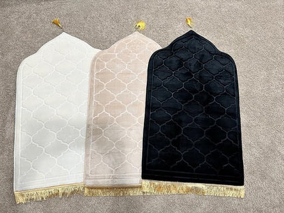 Soft Thick Prayer Rug Mat - Anti-Slip Bottom, Tassel Design, Plush Comfort, Hot Melt Embossing Durable Beautiful Allah Muslim Durable Ramzan Eid Hajj (Pink, 45x26), Large - color: Pink