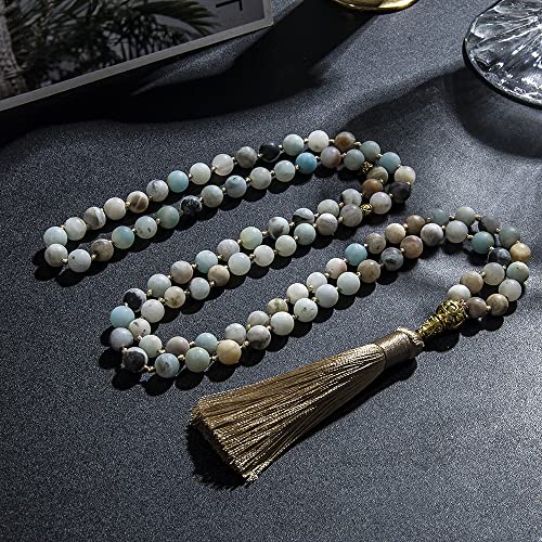 Tasbih Prayer Beads Allah & Muhammad Islamic Prayer Rosary Muslim Islam Misbaha Tasbeeh Sibha 99 Prayer Beads Necklace 33 Prayer Beads Bracelet - color: 8mm Mattle Amazonite 99 Beads