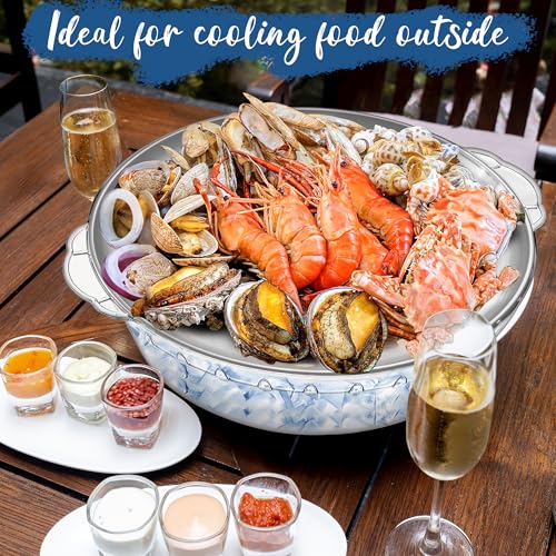 Chilled Serving Trays for Parties, Set of 3, 11.8" | Keeps Food Cold, Shrimp Cocktail Serving Dish, Compartment Charcuterie Platters for Vegetable Fruit Cheese Seafood & Dip
