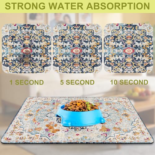Cat Food Mat Pet Feeding Mats Dog Bowls Mat Cat Water Mat 12x20 Inch Boho6 - color: Bohemia Style 06