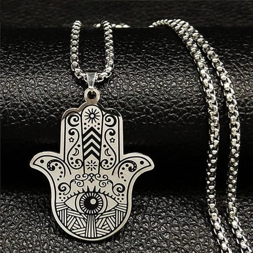 Spiritual Fatima Hand Hamsa Pendant Evil Eye Vintage Jewelry Men Women Amulet Necklace
