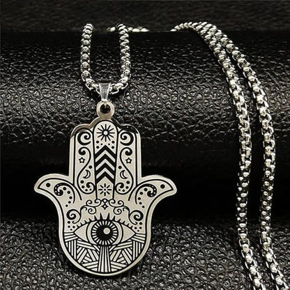Spiritual Fatima Hand Hamsa Pendant Evil Eye Vintage Jewelry Men Women Amulet Necklace