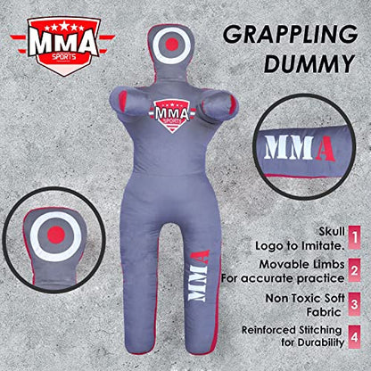 MMA Sports Kids Grappling Dummy MMA BJJ Jiu Jitsu Karate Kick Boxing Throwing Practice Dummies for Children - 4 FT -UNFILLED
