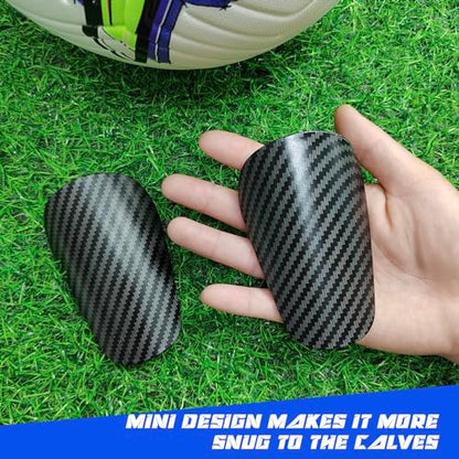 Mini Shin Guards Soccer Kids,Small Protective Gear with Fixed Straps | 2 Pairs Small Tiny Shin Pads Match Equipment Protective Tiny Shin Guards Soccer for All Ages - color: Carbon pattern, size: S(H: 3.9 in,W: 2.4 in)