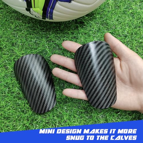 Mini Shin Guards Soccer Kids,Small Protective Gear with Fixed Straps | 2 Pairs Small Tiny Shin Pads Match Equipment Protective Tiny Shin Guards Soccer for All Ages - color: Carbon pattern, size: XS(H: 3.1 in,W: 2.1 in)