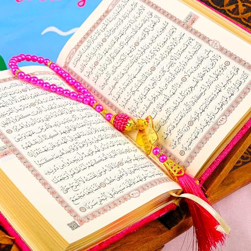 IEF Personalized Prayer Rug Prayer Beads Quran Islamic Gift Set, Ramadan Eid Hajj Umrah Birthday Anniversary Graduation Gift for Girls and Boys (Model-8, Girl) - color: Model-8
