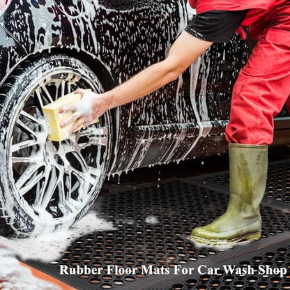 Rubber Floor Door Mats Outdoor Entrance Commercial Restaurant Kitchen Anti Fatigue Rubber Drainage Mat New Non Slip Bar Floor Mat for Garage Use Black 36inch x 60inch from SallyMall - size: 60"L x 36"W x 0.4"Th