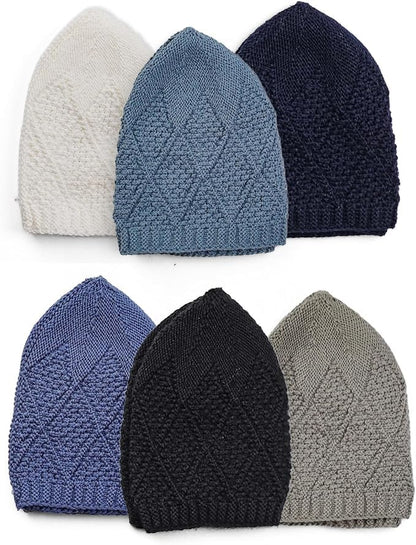Muslim Kufi Hats for Men, Velvet Crochet Islamic Prayer Cap, Stretchable, Breathable Knit Skull Beanie,Standard Size - color: Oltu- Mix 3