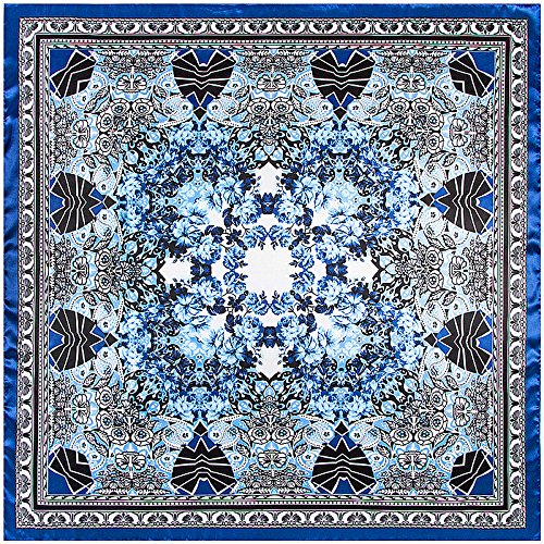 YOUR SMILE Silk Like Scarf Women's Fashion Pattern Large Square Satin Headscarf Headdress - color: 127