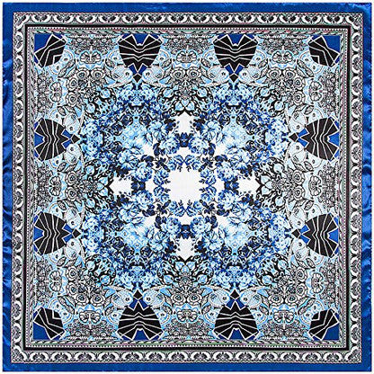 YOUR SMILE Silk Like Scarf Women's Fashion Pattern Large Square Satin Headscarf Headdress - color: 127