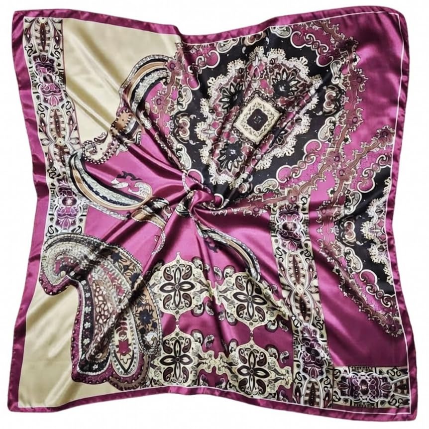 Large 35 inches Satin Square Scarf Lightweight Neck Hair Wrap Fashion Headscarf - color: A21