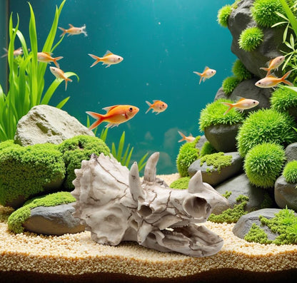 Dinosaur Skull Aquarium Decoration,Fish Tank Décor, 6.7"x3.5"x4.4" | Hideaway for Fish, Natural Look, Fun Underwater Environment - size: 6.7"