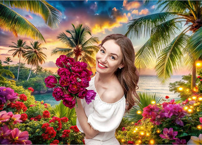 Beach Ocean Backdrop,Summer Hawaiian Beach Photography Backdrop,Palm Tree Sea Luau Aloha Party Banner for Photoshoot Backdrop 7x5ft - size: 7x5ft