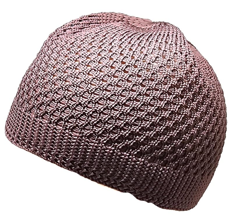 Set 2 Pieces Muslim Skull Cap Beanie AMN-341 Islam Prayer Crochet Takke Kufi Hat Eid Ramadan Gift - color: Green & Brown, size: Large