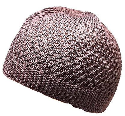 Set 2 Pieces Muslim Skull Cap Beanie AMN-341 Islam Prayer Crochet Takke Kufi Hat Eid Ramadan Gift - color: Green & Brown, size: Large