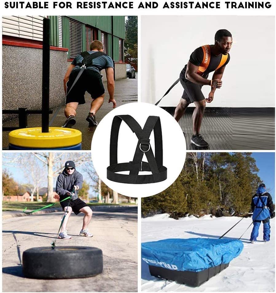 Sled Harness Set, Pulling Strap for Speed Power Agility Training | 5PCS Weight Tire Pulling Harness, Full Body Workout Football Running Exercise Equipment for Outdoor Indoor Men and Women