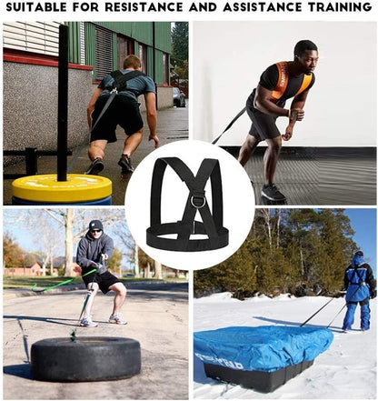 Sled Harness Set, Pulling Strap for Speed Power Agility Training | 5PCS Weight Tire Pulling Harness, Full Body Workout Football Running Exercise Equipment for Outdoor Indoor Men and Women