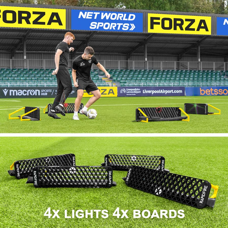 FORZA METIS x RapidFire Interactive Wave Rebound Boards | Reaction Soccer Training Equipment with App-Enabled Lights - Improve Speed, Agility, and Ball Control - size: Standard (40In), style: 4x Lights & 4x Boards