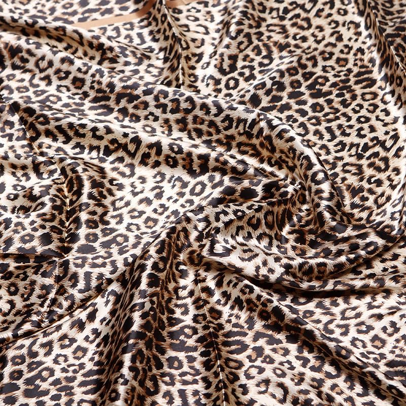Leopard Head Scarf for Women - Lightweight Large Square Satin Hair Scarf | Soft lightweight leopard head scarf, versatile as bandana, hair wrap or fashion accessory for daily wear 35'' × 35''