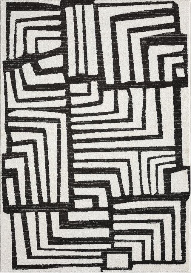Abani Nomad Cream & Grey Area Rug 2' x 3' for Living Room, Bedroom - Geometric Box Design - Durable & Easy to Clean - size: 2x3