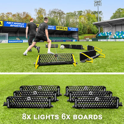 FORZA METIS x RapidFire Interactive Wave Rebound Boards | Reaction Soccer Training Equipment with App-Enabled Lights - Improve Speed, Agility, and Ball Control - size: XL (46In x 12.5In), style: 8x Lights & 6x Boards
