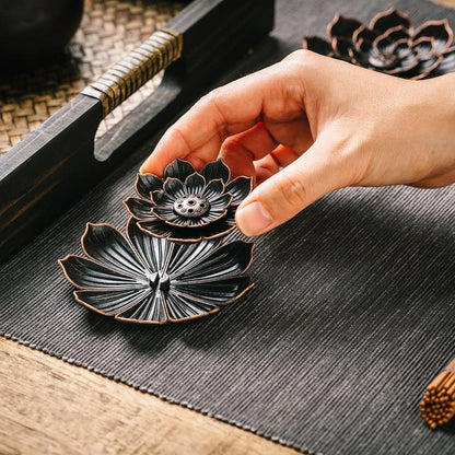 GARMOLY Incense Burner, Incense Holder for Sticks, Brass Lotus Incense Stick Holder and Detachable Ash Catcher - size: Standard