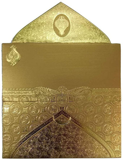 Shagun Envelopes Money Cash Gift 3 Fold Gold Design Envelope (10 piece) for Indian Wedding / Diwali / Birthday / Anniversary
