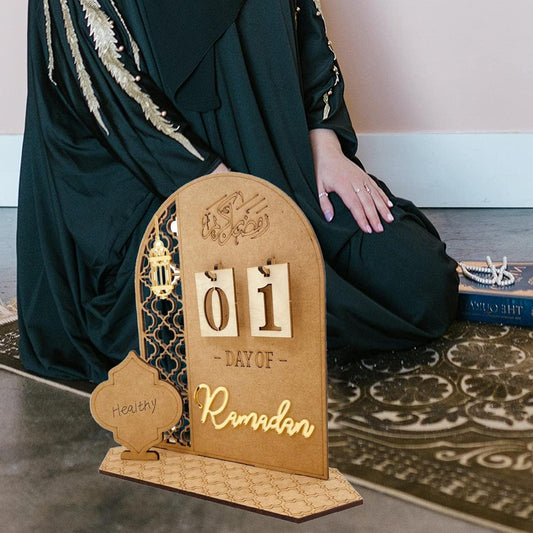 Ramadan Advent Calendar Eid Mubarak Wooden Countdown Calendars Tracker Date Gift for Arabic Muslim Islamic Holiday Table Home Decorations DIY Inspiration Reusable (A) - color: A-Style
