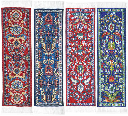 Oriental Carpet Rug Bookmark - Ifshan- Turkish Style - Beautiful, Elegant, High Quality, Woven Cloth Fabric Bookmarks! Best Gifts for Men Women Adults Teens Teachers & Librarians - Set of 4 Book marks - size: Pack of 4, style: Kayseri-Tiestin