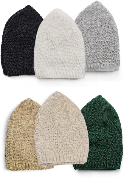 Muslim Kufi Hats for Men, Velvet Crochet Islamic Prayer Cap, Stretchable, Breathable Knit Skull Beanie,Standard Size - color: Oltu- Mix 4