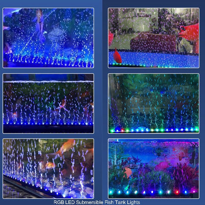 Submersible Aquarium Light,LED Aquarium Air Bubble Light,RGB Color Changing Brightness Adjustable Timing Waterproof Remote Control Fish Tank Light Bar,Aquarium Light Bubbler Wall,7inch - size: for 7.8-15.7in Fish tank
