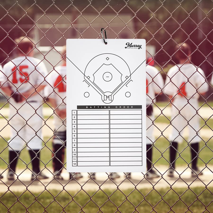 Murray Sporting Goods Dry Erase Coaches Clipboard | Double-Sided Dry Erase White Board - style: Baseball