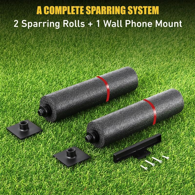 Elite Wall-Mount Punching Bag Training Bar with Phone Holder, Wall Brawl Boxing Speed Bag Reflex Trainer Equipment for Wing Chun, Kung Fu, Self Defense, MMA, Fitness, Uppercuts, Hooks, Jabs, Sparring