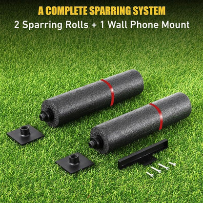 Elite Wall-Mount Punching Bag Training Bar with Phone Holder, Wall Brawl Boxing Speed Bag Reflex Trainer Equipment for Wing Chun, Kung Fu, Self Defense, MMA, Fitness, Uppercuts, Hooks, Jabs, Sparring