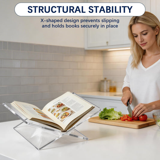 2 Pack Acrylic Book Stands for Display, 11" x 5.9" x 5” Clear Book Stand, for Display and Reading Cookbooks, Art Books, Bibles, Magazines