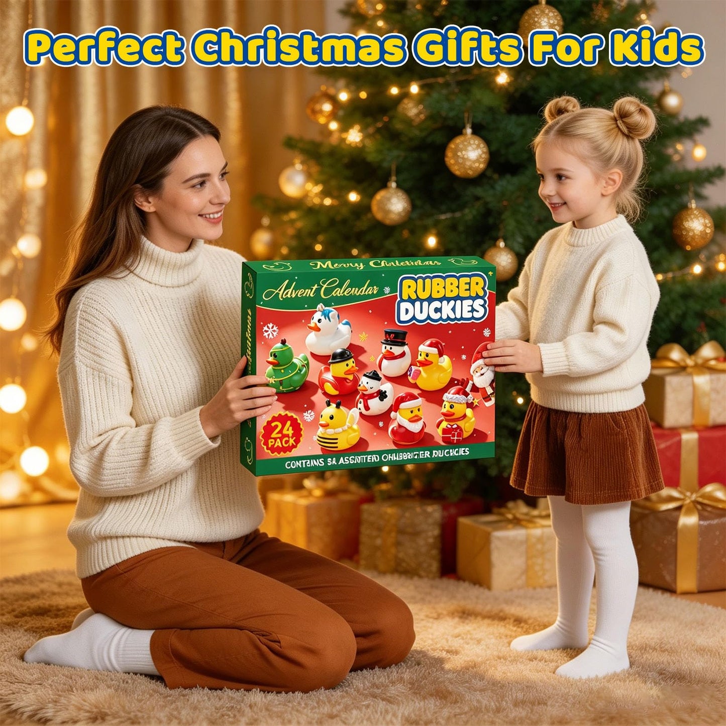 Advent Calendar 2026 Christmas Duck, 24 pcs Rubber Ducks 24 Days of Christmas Countdown Calendar, Surprise Christmas Gift for Kids Toddlers - color: Duck