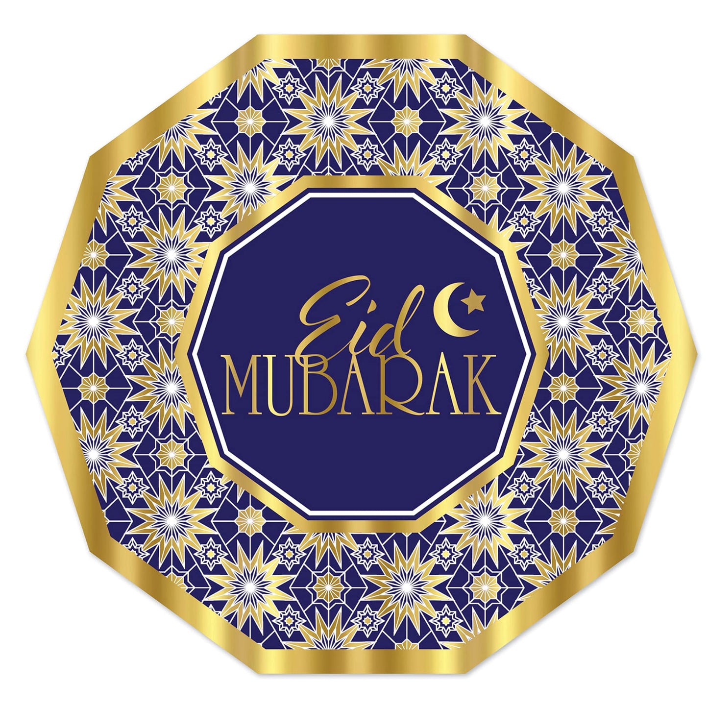 Beistle Ramadan Eid Mubarak Decagon Plates | 9" | 8 Pcs