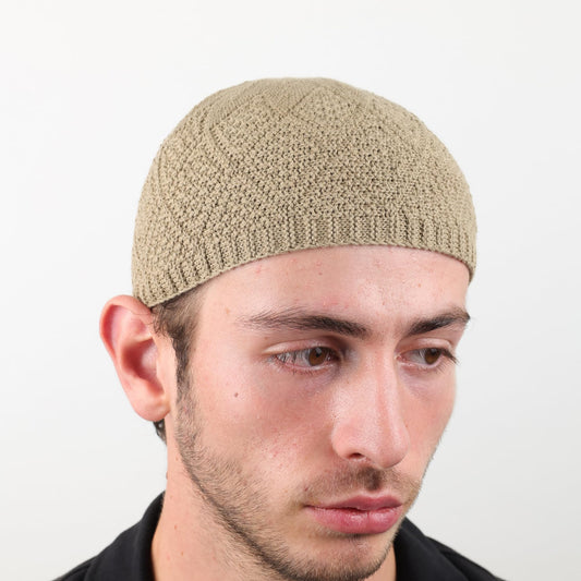 Men's Knit Kufi Muslim Prayer Cap Set with Tasbih Beads Multi Packs - color: Oltu- Mix 2