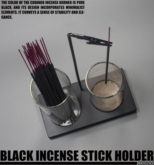 2 in 1 Incense Holder for Sticks Incense Burner Holder with Storage,Glass Upside Down Incense Holder for Sticks with Glass Ash Catcher for Meditation Yoga Spa Room Home Decor[Black] - color: Black, size: 1 tall 1 short glass