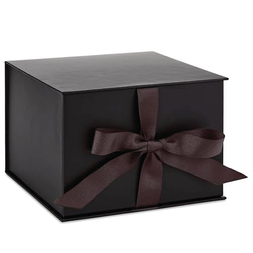 Hallmark Medium Gift Box with Lid and Shredded Paper Fill (Black 7 inch Box) for Weddings, Graduations, Birthdays, Father's Day, Groomsmen Gifts, All Occasion - color: Black, size: Pack of 1