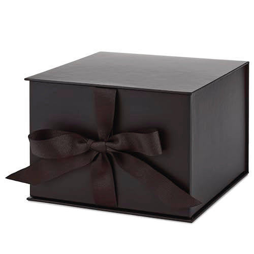 Hallmark Medium Gift Box with Lid and Shredded Paper Fill (Black 7 inch Box) for Weddings, Graduations, Birthdays, Father's Day, Groomsmen Gifts, All Occasion - color: Black, size: Pack of 1