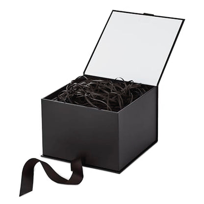 Hallmark Medium Gift Box with Lid and Shredded Paper Fill (Black 7 inch Box) for Weddings, Graduations, Birthdays, Father's Day, Groomsmen Gifts, All Occasion - color: Black, size: Pack of 1
