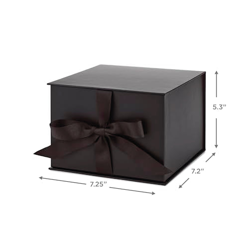 Hallmark Medium Gift Box with Lid and Shredded Paper Fill (Black 7 inch Box) for Weddings, Graduations, Birthdays, Father's Day, Groomsmen Gifts, All Occasion - color: Black, size: Pack of 1